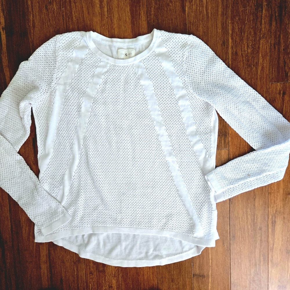Lou & Grey White Long Sleeve Knit Sweater